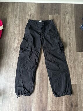 TNA Black Men's Cargo Pants with Adjustable Ankle Drawcords